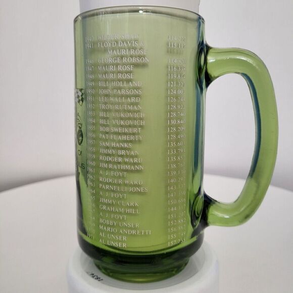 Vintage 1971 Indianapolis 500 Souvenir Glass Beer Mug Cup 1911-1971 Winner List - Picture 3 of 11
